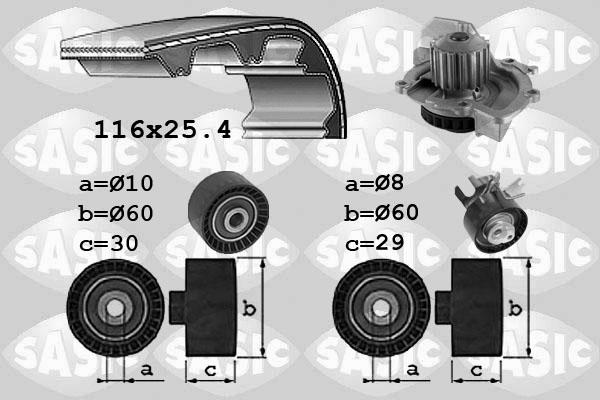 Sasic 3900035 - Pompa acqua + Kit cinghie dentate autozon.pro