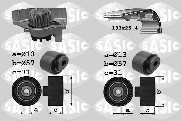 Sasic 3900030 - Pompa acqua + Kit cinghie dentate autozon.pro