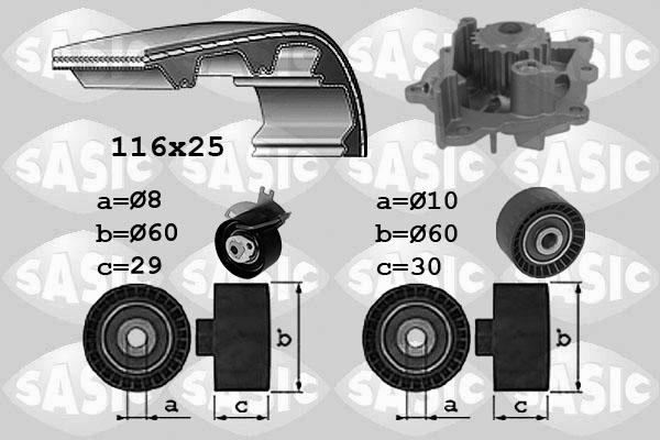 Sasic 3900038 - Pompa acqua + Kit cinghie dentate autozon.pro