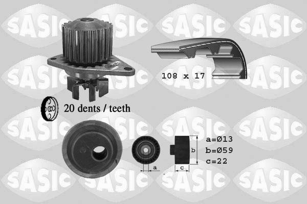 Sasic 3900021 - Pompa acqua + Kit cinghie dentate autozon.pro