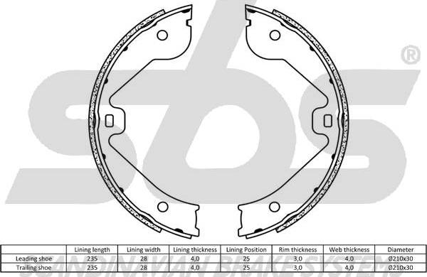 SBS 1849.2747723 - Kit ganasce, Freno stazionamento autozon.pro