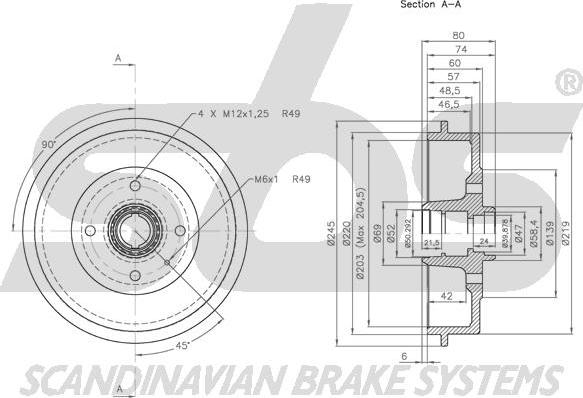 SBS 1825.251002 - Tamburo freno autozon.pro