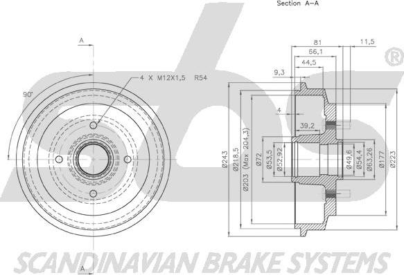 SBS 1825.252535 - Tamburo freno autozon.pro