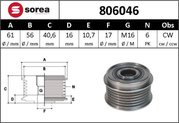 Sera 806046 - Puleggia cinghia, Alternatore autozon.pro