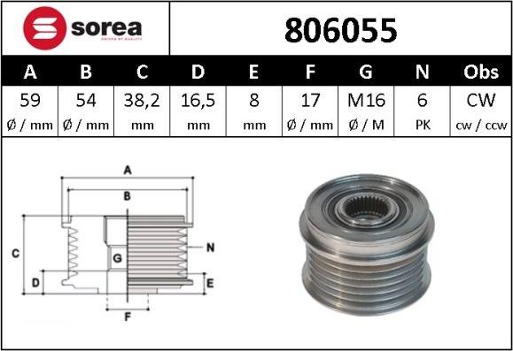 Sera 806055 - Puleggia cinghia, Alternatore autozon.pro