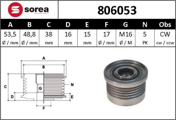 Sera 806053 - Puleggia cinghia, Alternatore autozon.pro