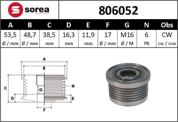 Sera 806052 - Puleggia cinghia, Alternatore autozon.pro