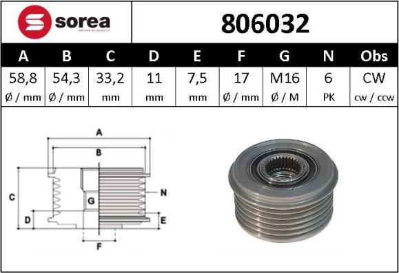 Sera 806032 - Puleggia cinghia, Alternatore autozon.pro