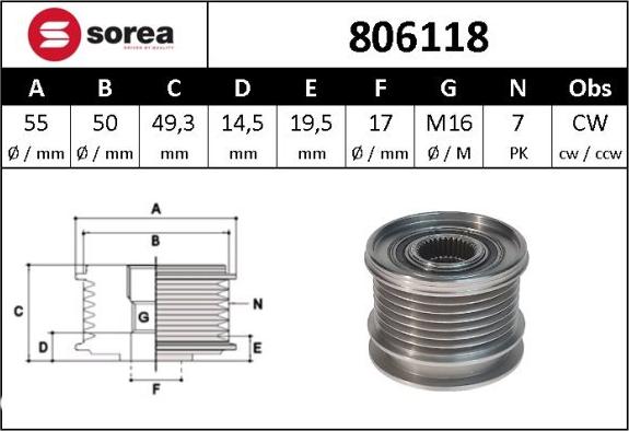 Sera 806118 - Puleggia cinghia, Alternatore autozon.pro