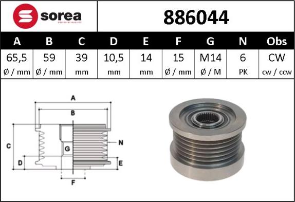 Sera 886044 - Puleggia cinghia, Alternatore autozon.pro