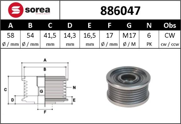 Sera 886047 - Puleggia cinghia, Alternatore autozon.pro