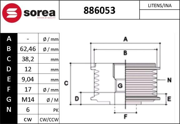 Sera 886053 - Puleggia cinghia, Alternatore autozon.pro