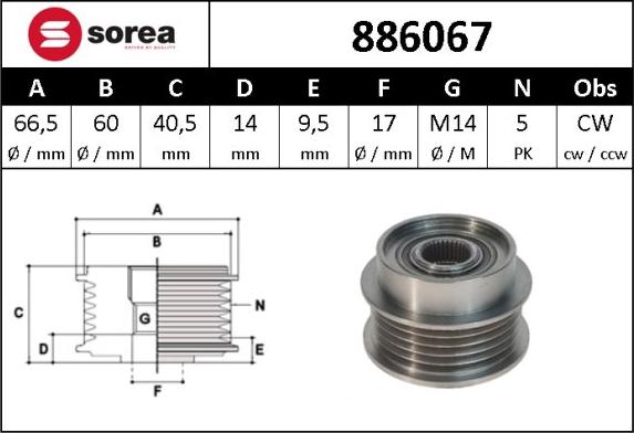 Sera 886067 - Puleggia cinghia, Alternatore autozon.pro