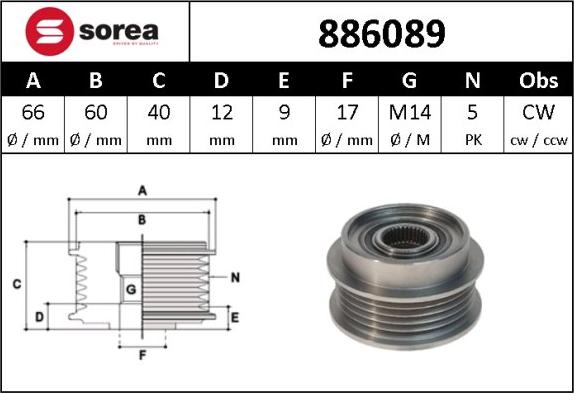 Sera 886089 - Puleggia cinghia, Alternatore autozon.pro