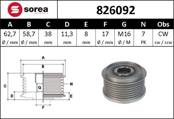 Sera 826092 - Puleggia cinghia, Alternatore autozon.pro