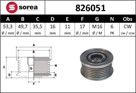 Sera 826051 - Puleggia cinghia, Alternatore autozon.pro