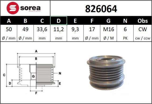 Sera 826064 - Puleggia cinghia, Alternatore autozon.pro