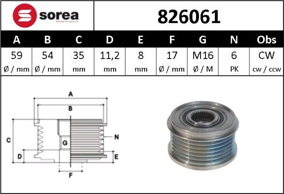 Sera 826061 - Puleggia cinghia, Alternatore autozon.pro