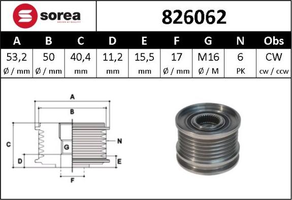 Sera 826062 - Puleggia cinghia, Alternatore autozon.pro