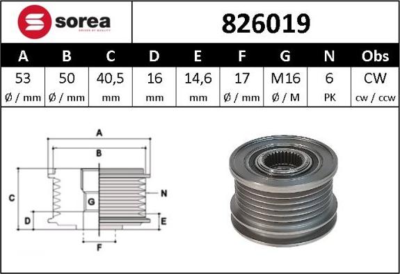 Sera 826019 - Puleggia cinghia, Alternatore autozon.pro