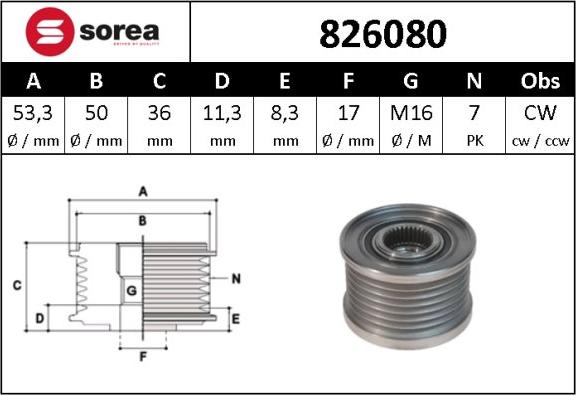 Sera 826080 - Puleggia cinghia, Alternatore autozon.pro