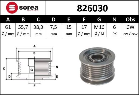 Sera 826030 - Puleggia cinghia, Alternatore autozon.pro