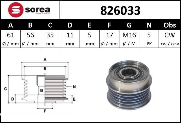 Sera 826033 - Puleggia cinghia, Alternatore autozon.pro