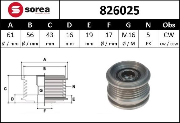 Sera 826025 - Puleggia cinghia, Alternatore autozon.pro