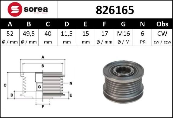 Sera 826165 - Puleggia cinghia, Alternatore autozon.pro