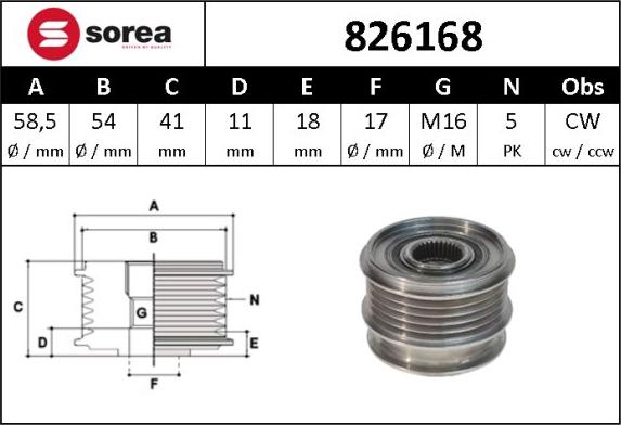 Sera 826168 - Puleggia cinghia, Alternatore autozon.pro