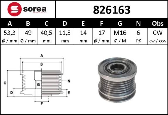 Sera 826163 - Puleggia cinghia, Alternatore autozon.pro