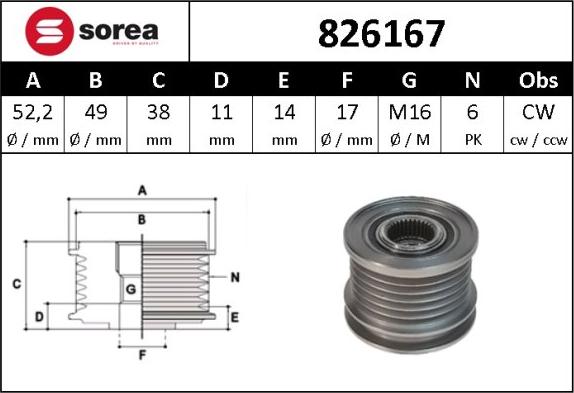 Sera 826167 - Puleggia cinghia, Alternatore autozon.pro