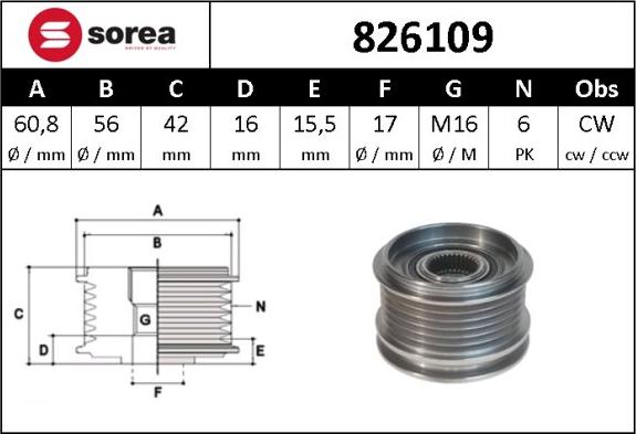 Sera 826109 - Puleggia cinghia, Alternatore autozon.pro