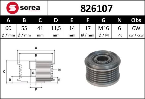 Sera 826107 - Puleggia cinghia, Alternatore autozon.pro