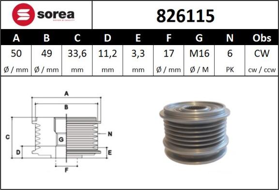 Sera 826115 - Puleggia cinghia, Alternatore autozon.pro