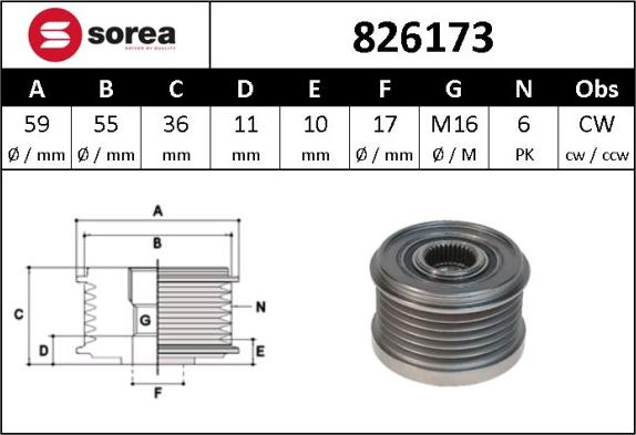 Sera 826173 - Puleggia cinghia, Alternatore autozon.pro