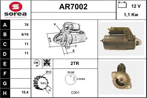 Sera AR7002 - Motorino d'avviamento autozon.pro