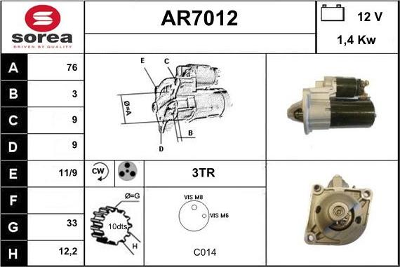 Sera AR7012 - Motorino d'avviamento autozon.pro