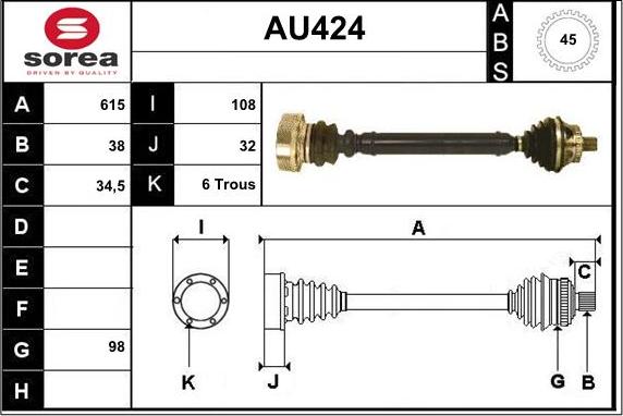 Sera AU424 - Albero motore / Semiasse autozon.pro