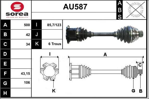 Sera AU587 - Albero motore / Semiasse autozon.pro