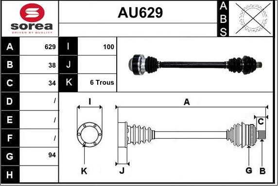 Sera AU629 - Albero motore / Semiasse autozon.pro