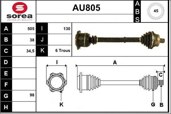 Sera AU805 - Albero motore / Semiasse autozon.pro