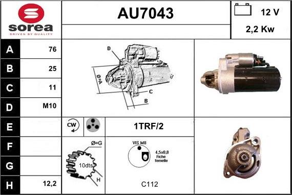 Sera AU7043 - Motorino d'avviamento autozon.pro