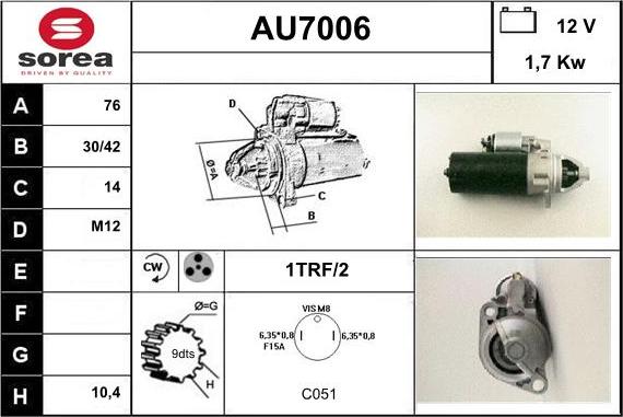 Sera AU7006 - Motorino d'avviamento autozon.pro