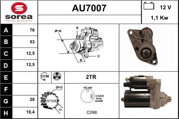 Sera AU7007 - Motorino d'avviamento autozon.pro