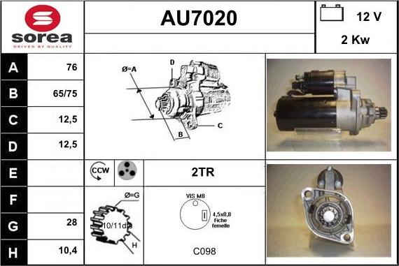 Sera AU7020 - Motorino d'avviamento autozon.pro