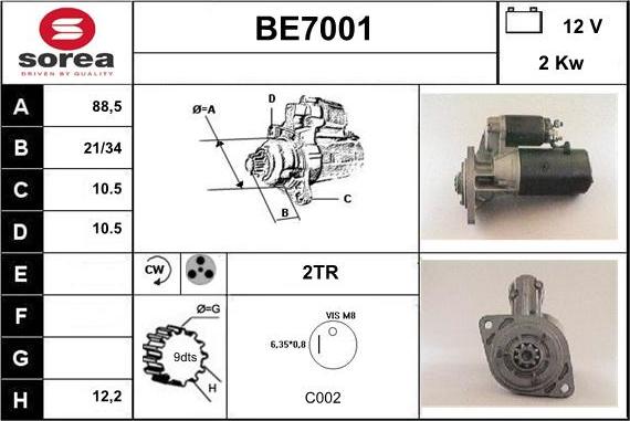 Sera BE7001 - Motorino d'avviamento autozon.pro