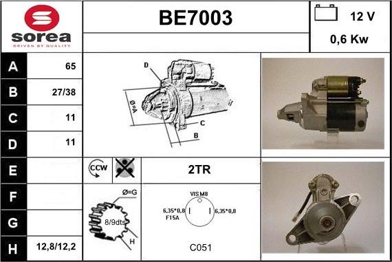 Sera BE7003 - Motorino d'avviamento autozon.pro