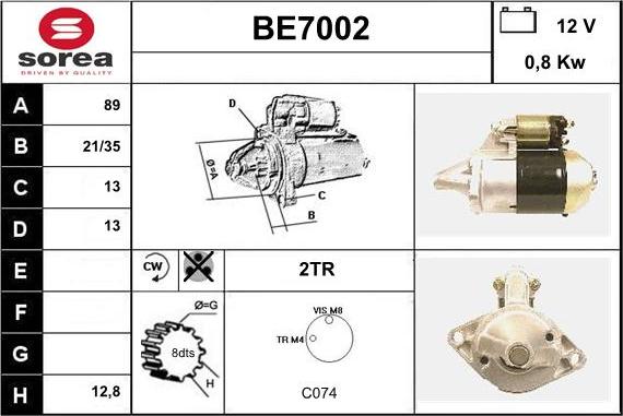 Sera BE7002 - Motorino d'avviamento autozon.pro