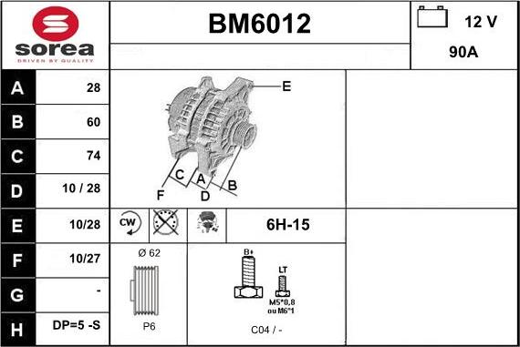 Sera BM6012 - Alternatore autozon.pro